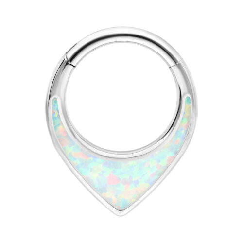 Chunky Synthetic Opal Septum Clicker - Silvercoloured Metal