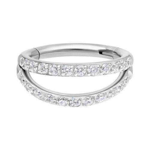 Double Row Crystal Clicker - Silvercoloured Metal