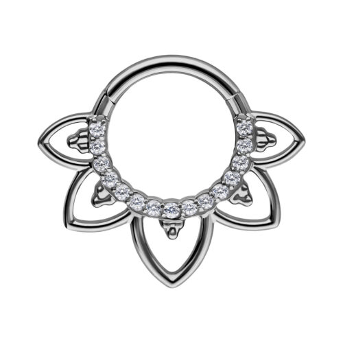 Oriental Crystal Septum Clicker - Silvercoloured Metal