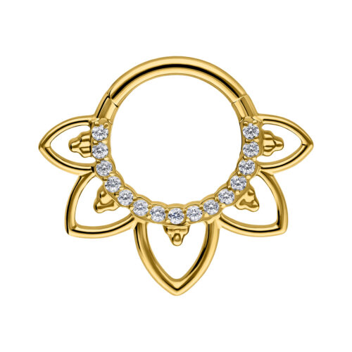 Oriental Crystal Septum Clicker - Golden Metal
