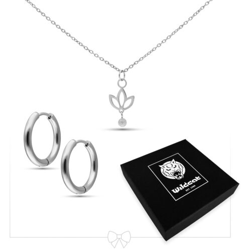 Dangling Lily Neckalce with Hoops Set