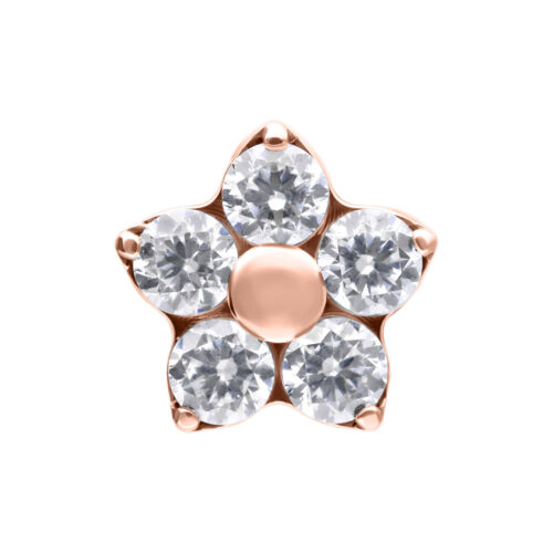 Push Fit Mini Multi Jewelled Flower Attachment - Rosegold
