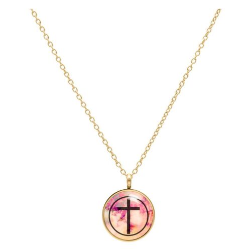 Cross Black Pink Necklace