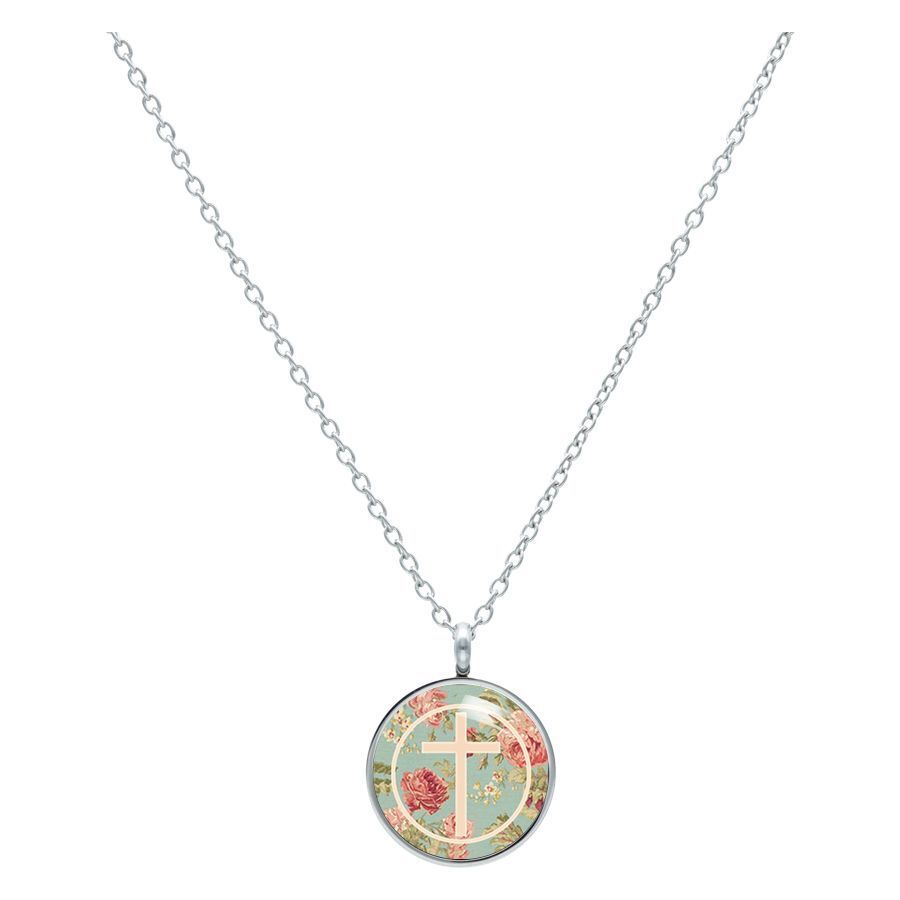 Cross Roses Mint Necklace Cross Roses Mint Necklace
