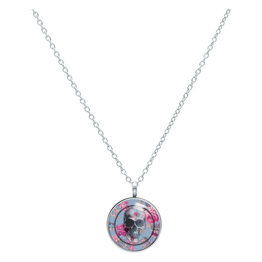 Skull Roses Blue Necklace Skull Roses Blue Necklace