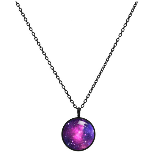 Pink Galaxy Necklace - Black Metal