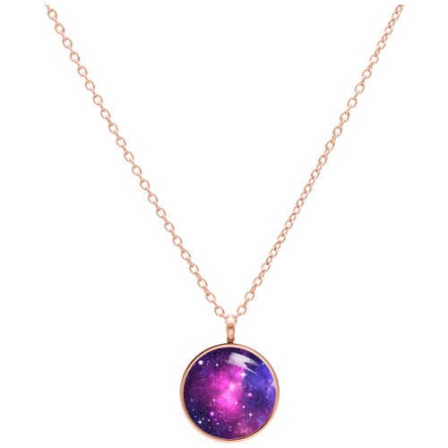 Pink Galaxy Necklace - Rosegold