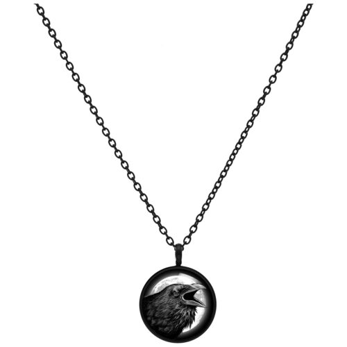 Raven Necklace - Black Metal