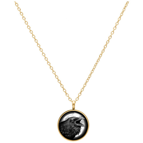 Raven Necklace - Golden Metal