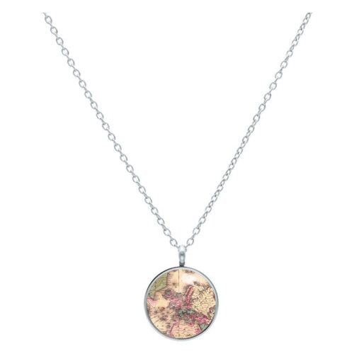 Map Necklace - Silvercoloured Metal