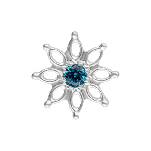 Push Fit Turquoise Crystal Aqua Bloom Attachment - Or blanc