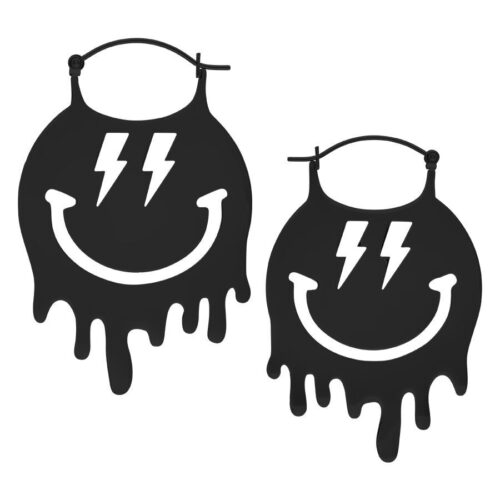 Smiley Big Hoops Pairs - Black Metal