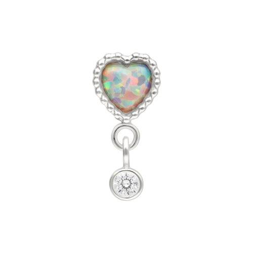 Push Fit Opal Heart Attachment - Or blanc
